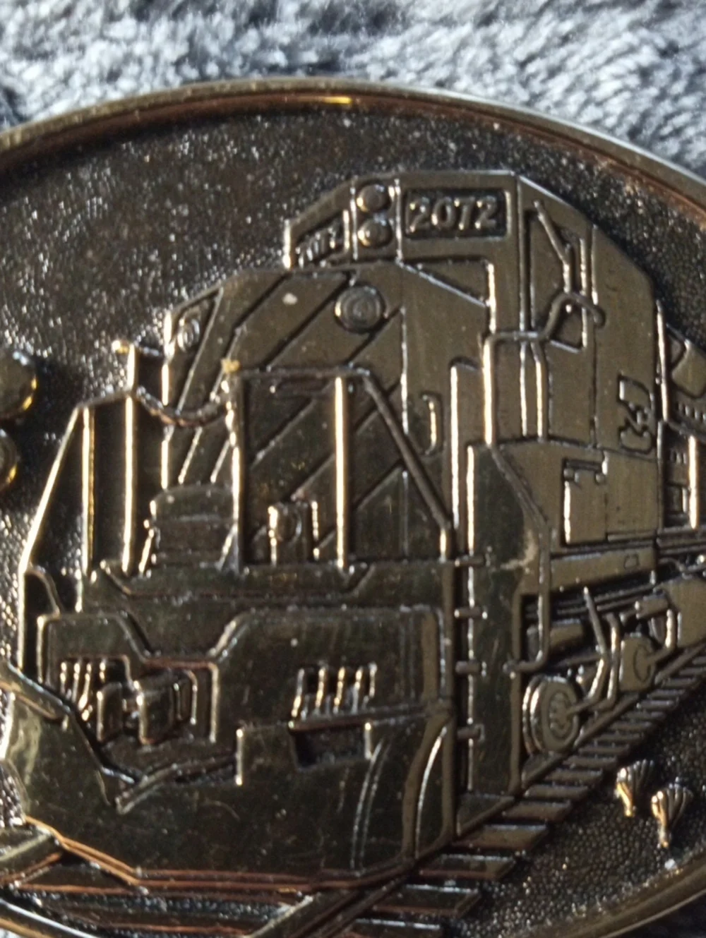 Solid Brass Belt Buckle Featuring Burlington Northern locomotive #2072